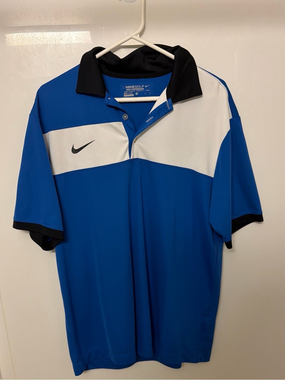 Nike Blue, White and Black Golf Polo